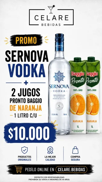 Vodka Sernova + 2 Jugos Baggio