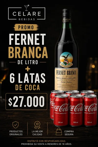 Combo Fernet litro + Pack de lata Coca Cola