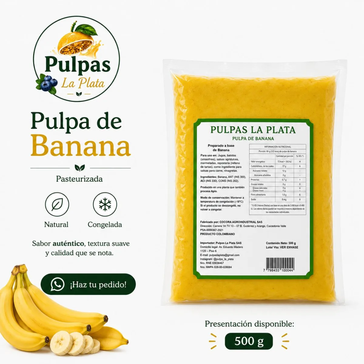 Pulpa de banana x 500g